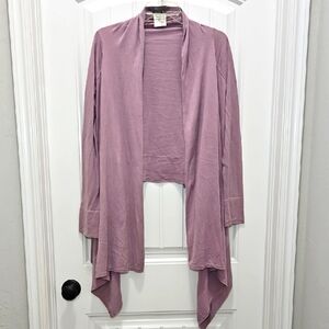 BCBGMAXAZRIA Long Sleeve Silk Cotton Blend Asymmetrical Layering Cardigan